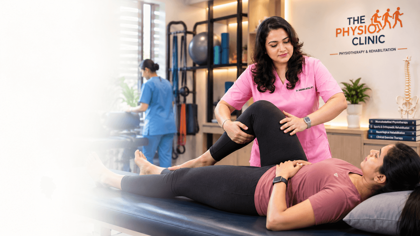 Dr. Anshika Mitra providing physiotherapy at The Physio Clinic